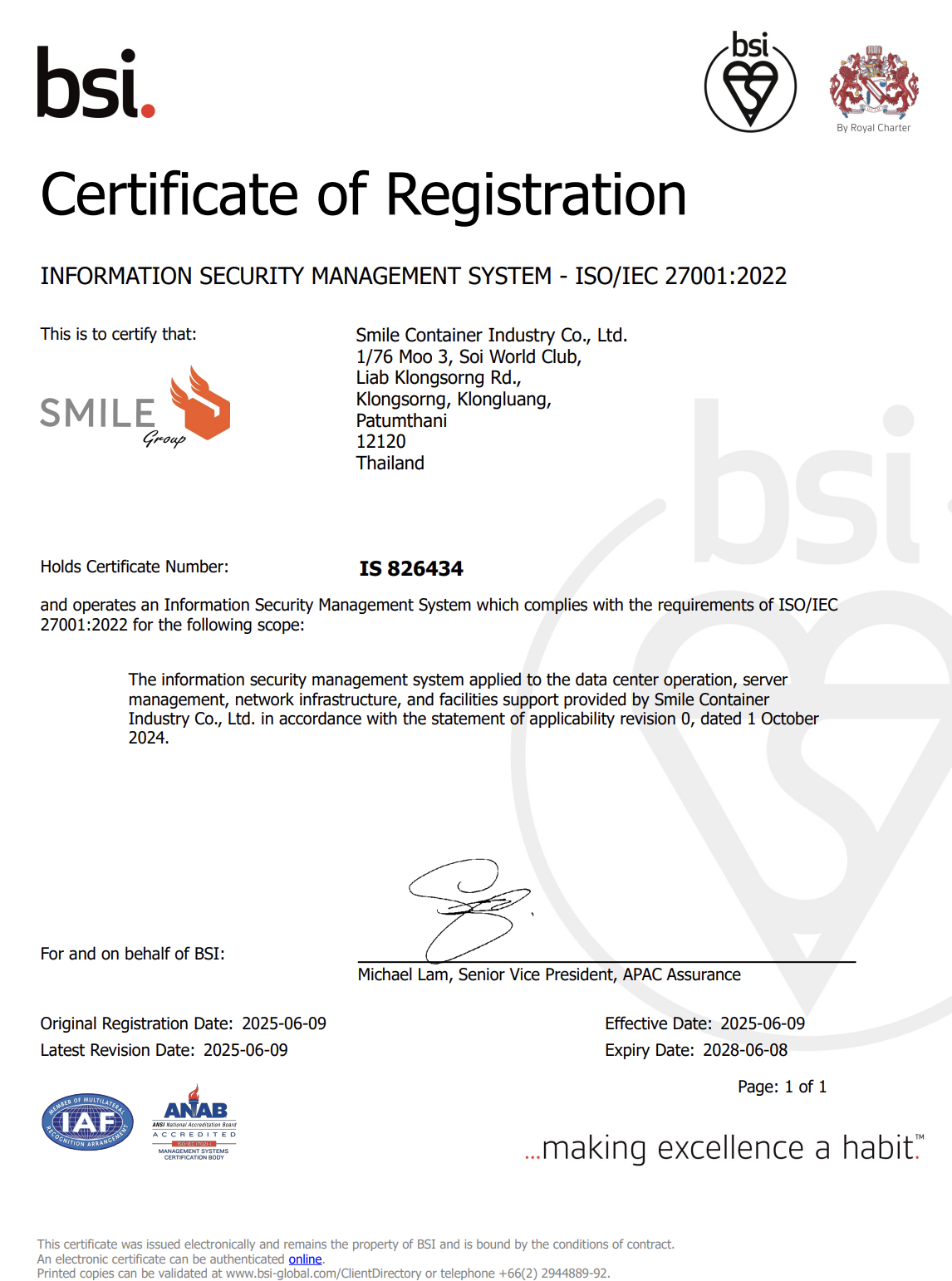 ISO 27001 certificate